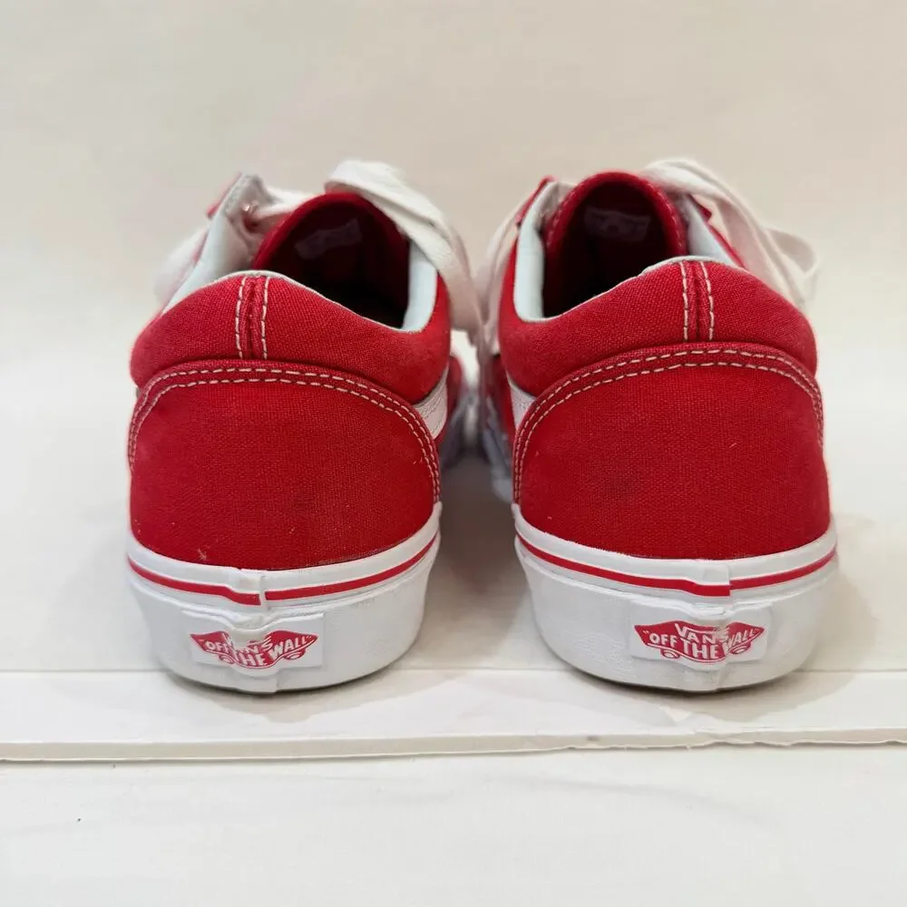 Vans Old Skool Red Low Top Sneakers Lace Up Canvas Skater Shoes Unisex M 7.5 W 9